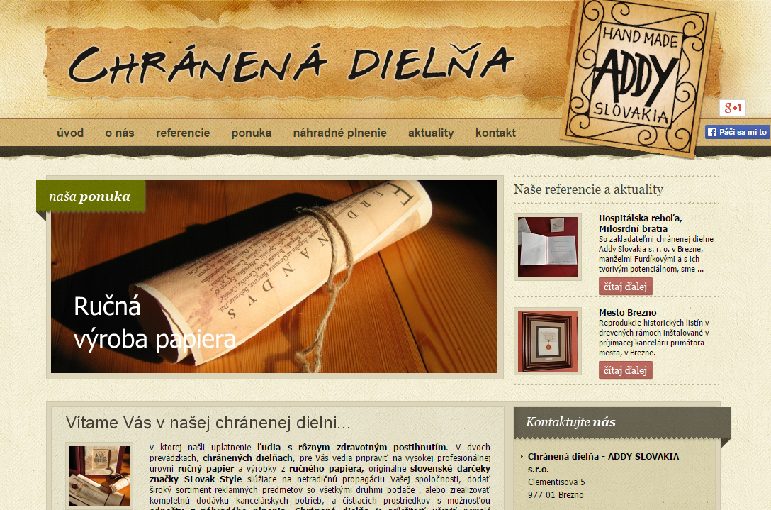Internetová stránka Addy.sk
