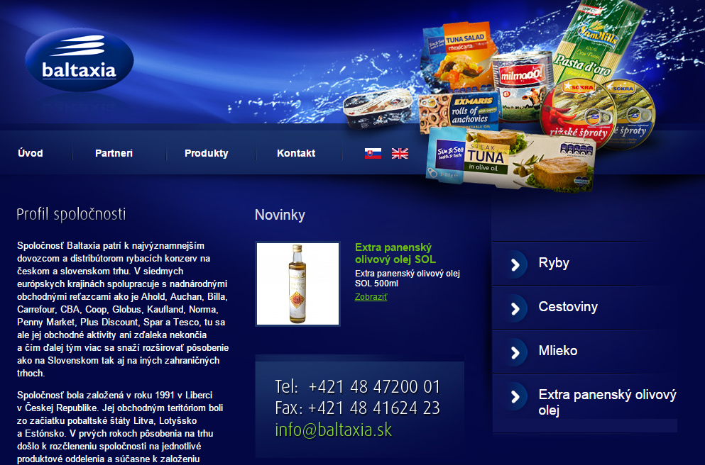 Internetová stránka Baltaxia.sk