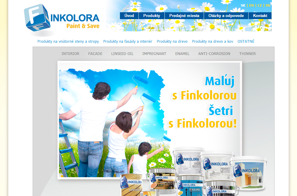 Internetová stránka Finkolora.sk
